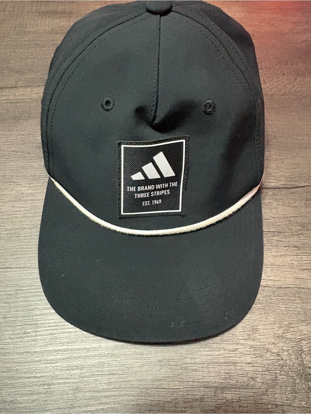 Adidas Black Cap with White Rope Trim